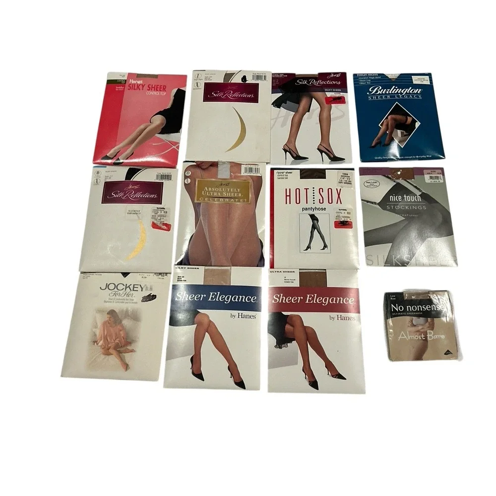 VTG Pantyhose Sheer Elegance Tights Lot‎ of 12 Various Colors & Sizes